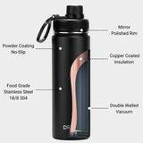 22oz Stainless Steel Sport Water Bottle DRINCO®  - Black