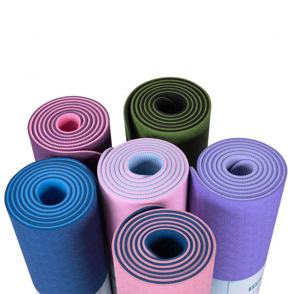 Color: Green, Size: L - Yoga Mat Two-Color 6Mm Posture Line Yoga Mat Fitness Mat