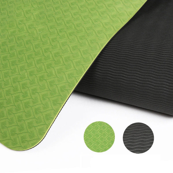 Color: Green, Size: L - Yoga Mat Two-Color 6Mm Posture Line Yoga Mat Fitness Mat